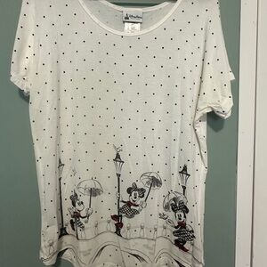 Disney Parks Authentic Original Minnie Mouse Singing In The Rain Polka Dot Top